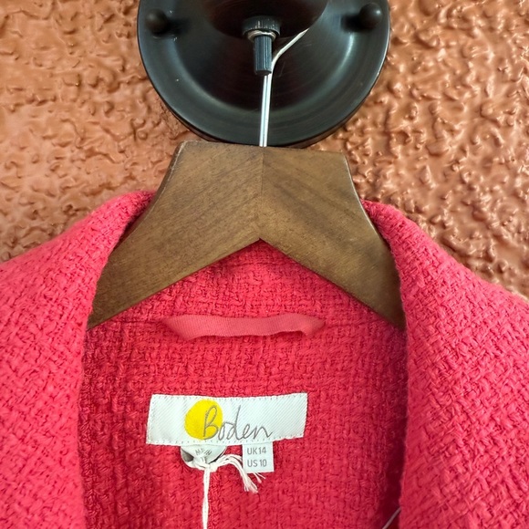 BODEN TEXTURED FITTED CROPPED JACKET PINK CORAL SIZE 10 Business Preppy Fringe - Picture 4 of 7